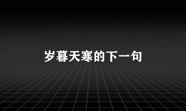 岁暮天寒的下一句