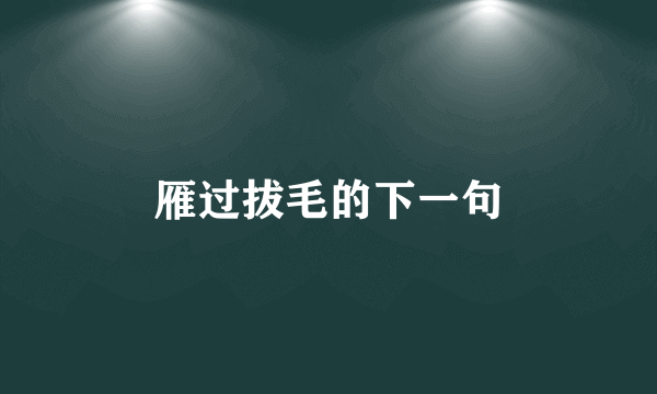 雁过拔毛的下一句