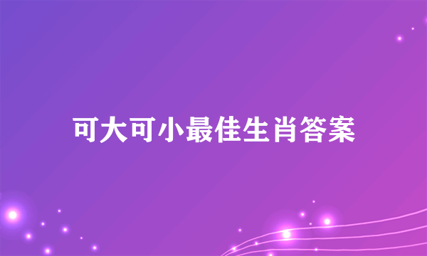 可大可小最佳生肖答案