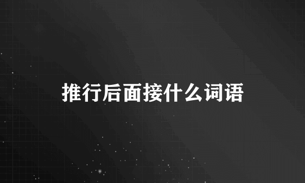 推行后面接什么词语