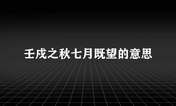 壬戍之秋七月既望的意思