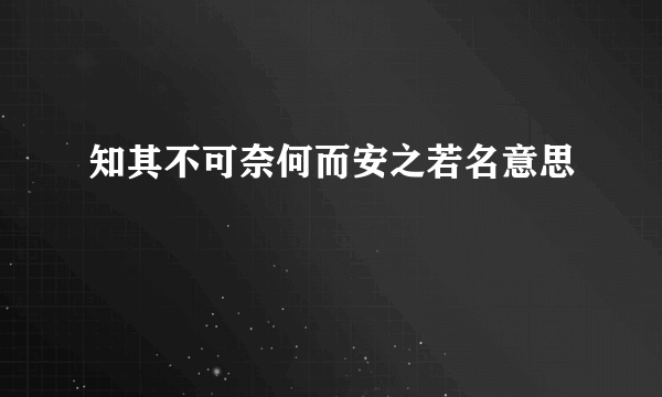 知其不可奈何而安之若名意思