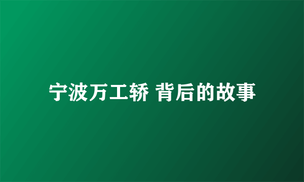 宁波万工轿 背后的故事