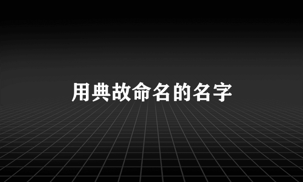 用典故命名的名字