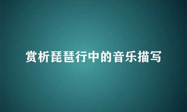 赏析琵琶行中的音乐描写