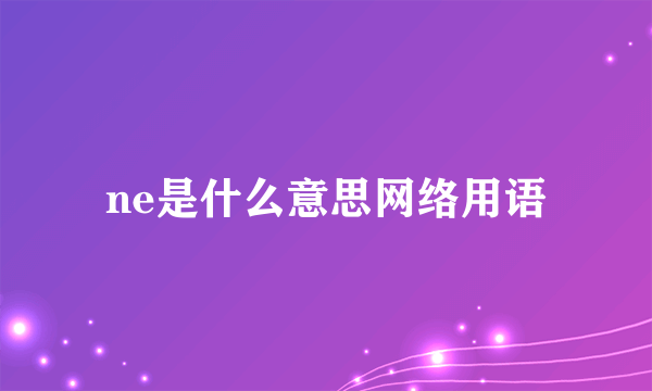 ne是什么意思网络用语