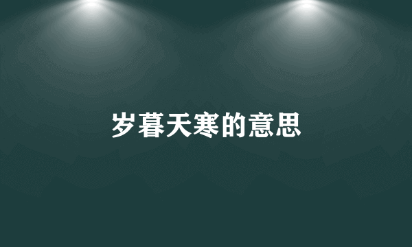 岁暮天寒的意思