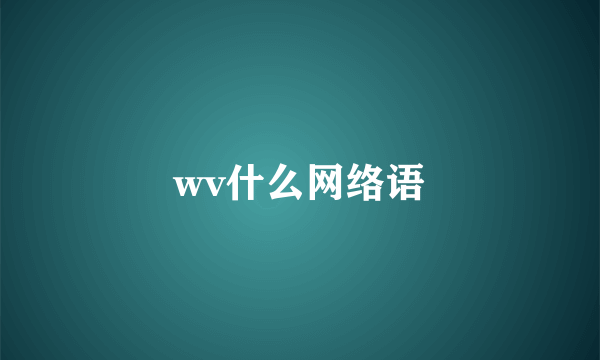 wv什么网络语