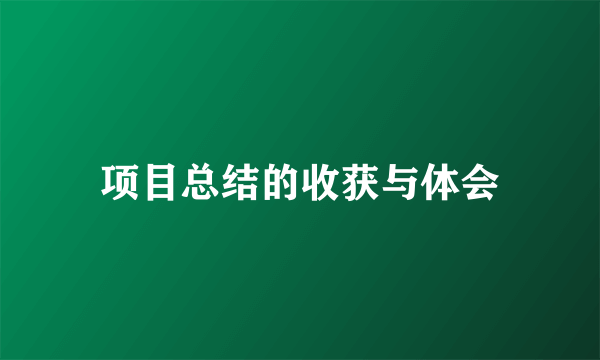 项目总结的收获与体会