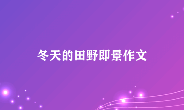 冬天的田野即景作文