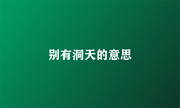 别有洞天的意思