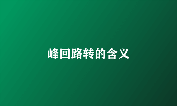 峰回路转的含义