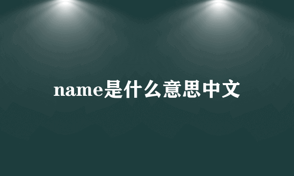 name是什么意思中文