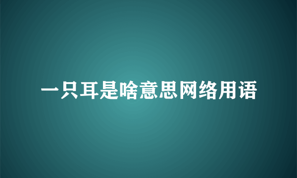 一只耳是啥意思网络用语