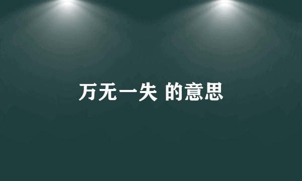 万无一失 的意思