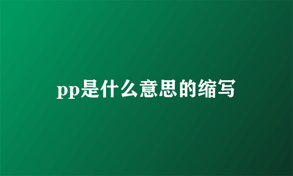 pp是什么意思的缩写