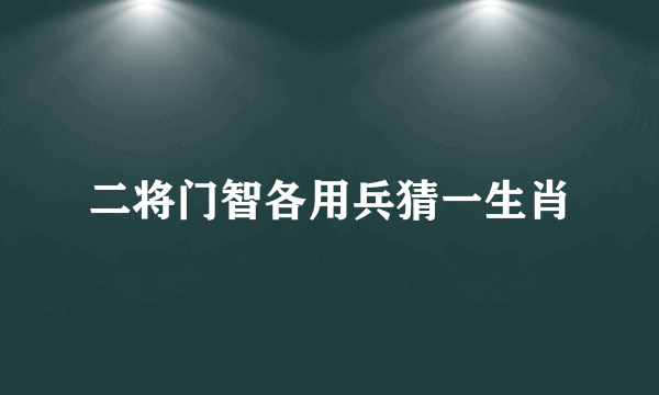 二将门智各用兵猜一生肖