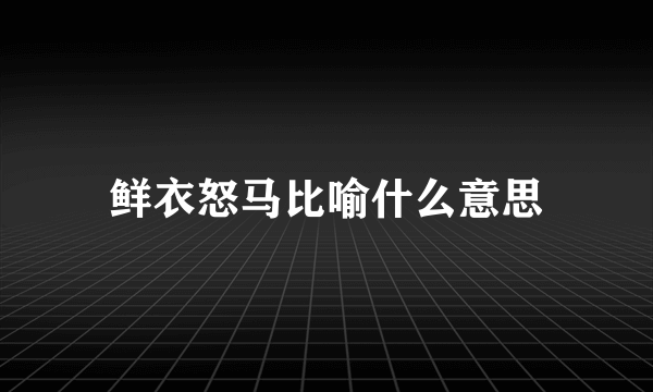 鲜衣怒马比喻什么意思