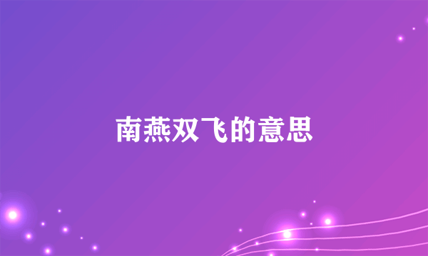 南燕双飞的意思