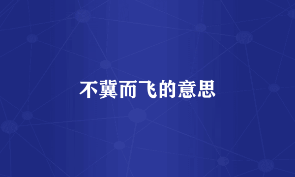 不冀而飞的意思