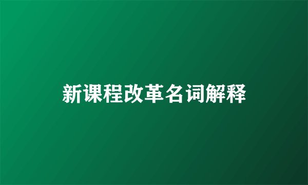 新课程改革名词解释