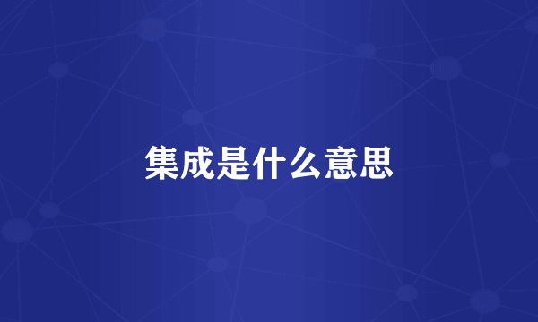 集成是什么意思