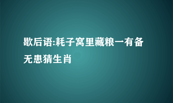歇后语:耗子窝里藏粮一有备无患猜生肖