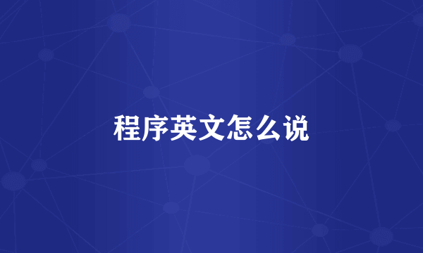 程序英文怎么说
