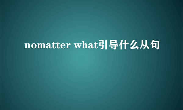 nomatter what引导什么从句