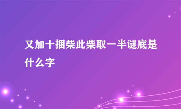 又加十捆柴此柴取一半谜底是什么字