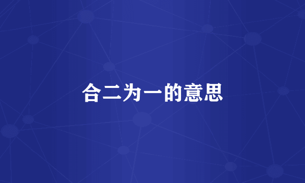 合二为一的意思