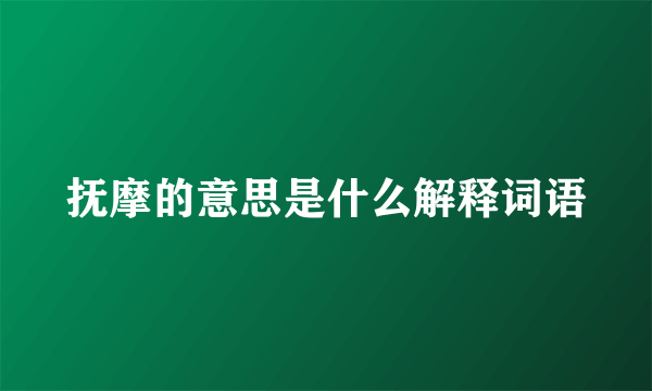 抚摩的意思是什么解释词语