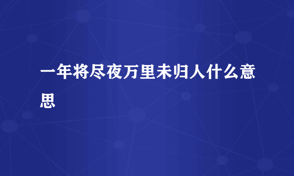 一年将尽夜万里未归人什么意思