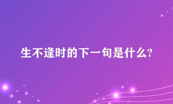 生不逢时的下一句是什么?