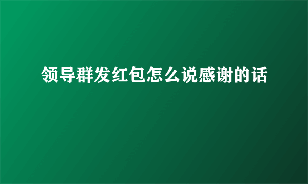 领导群发红包怎么说感谢的话