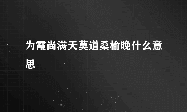 为霞尚满天莫道桑榆晚什么意思