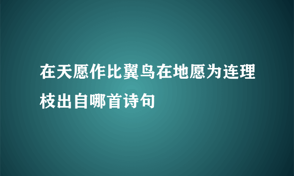 在天愿作比翼鸟在地愿为连理枝出自哪首诗句