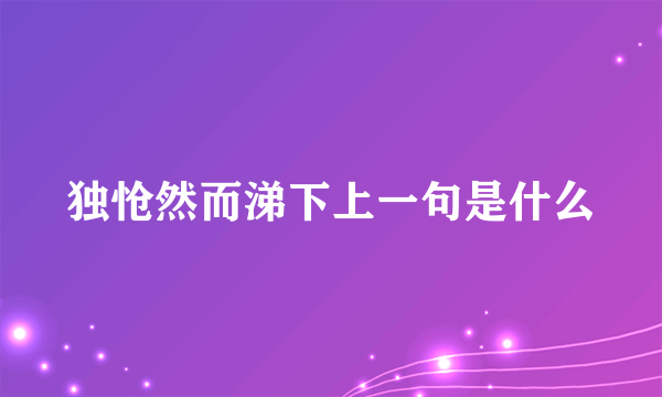 独怆然而涕下上一句是什么