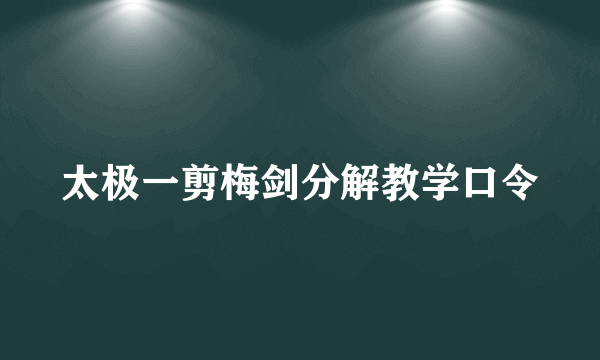 太极一剪梅剑分解教学口令