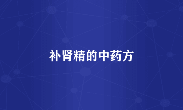 补肾精的中药方