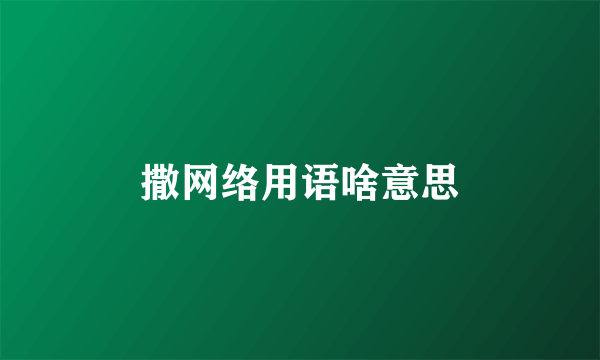 撒网络用语啥意思