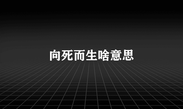 向死而生啥意思