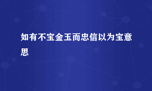 如有不宝金玉而忠信以为宝意思