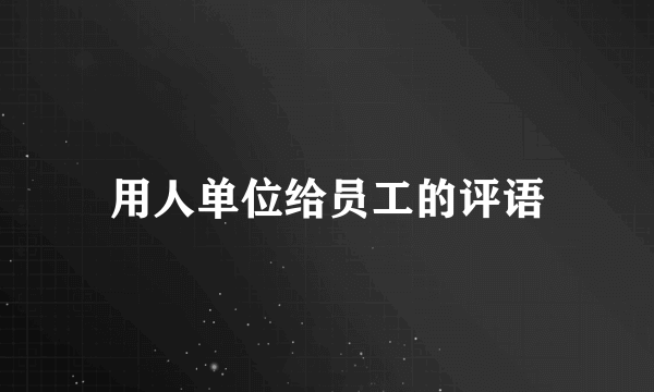 用人单位给员工的评语