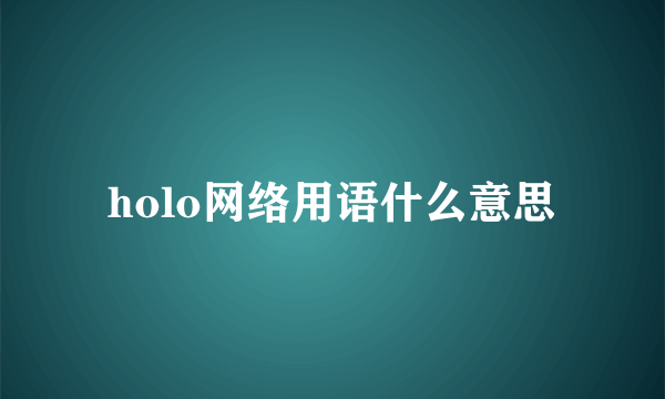holo网络用语什么意思