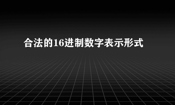 合法的16进制数字表示形式