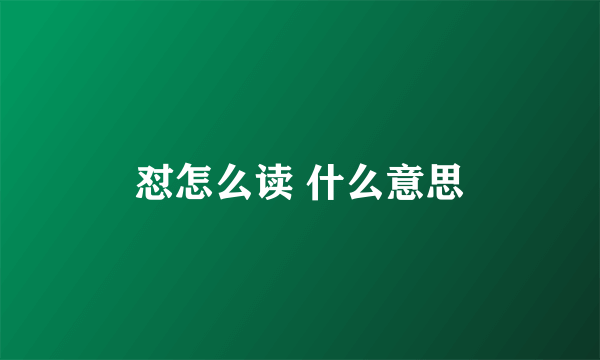 怼怎么读 什么意思