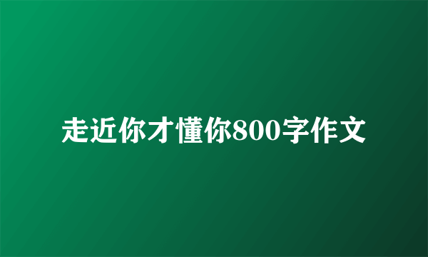 走近你才懂你800字作文