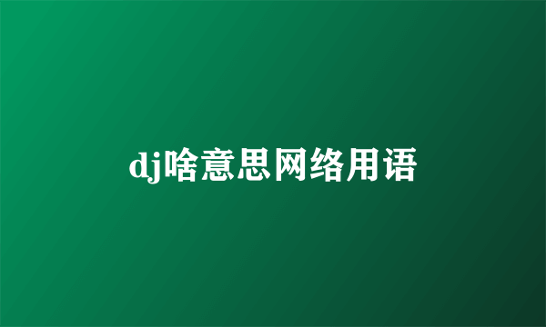dj啥意思网络用语