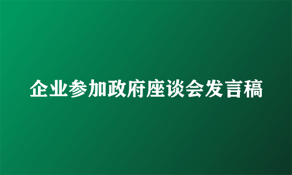 企业参加政府座谈会发言稿